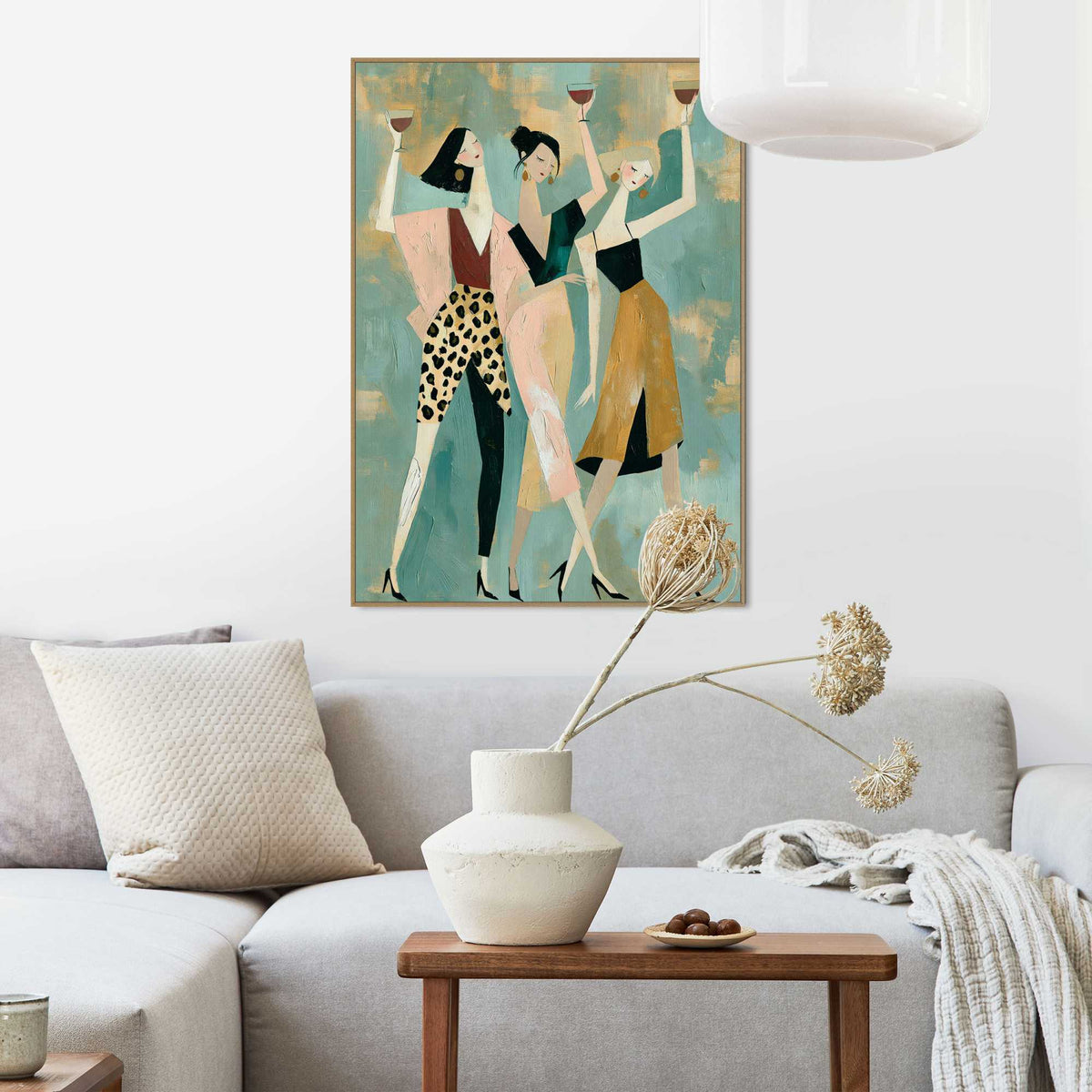 Framed Poster Wine party - blue 70x50