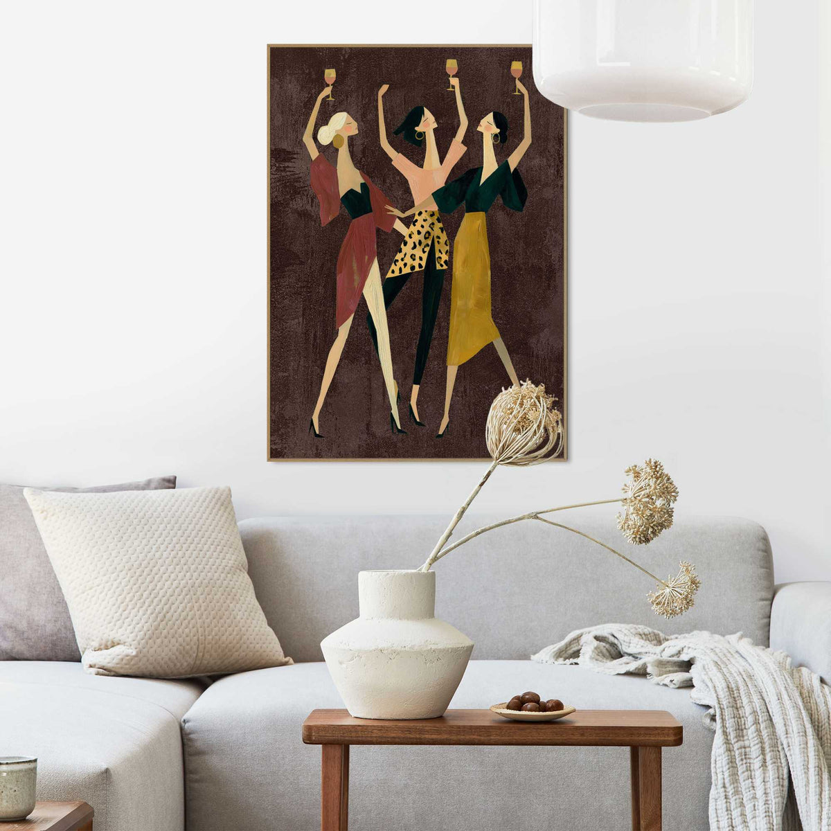 Framed Poster Wine party - brown 70x50