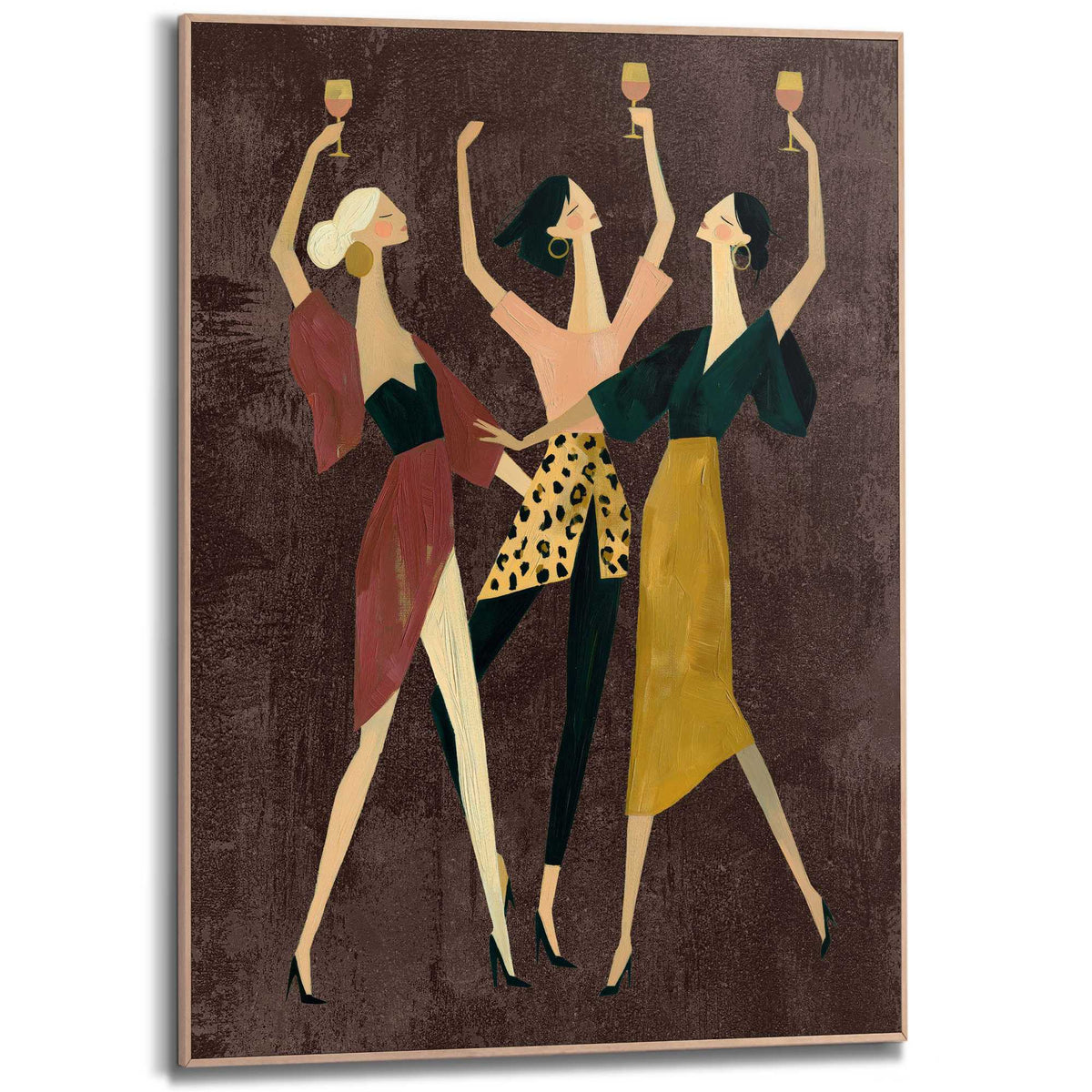Framed Poster Wine party - brown 70x50