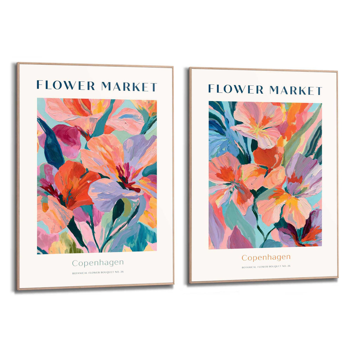 Framed Poster Copenhagen Flower Market Set 70x50