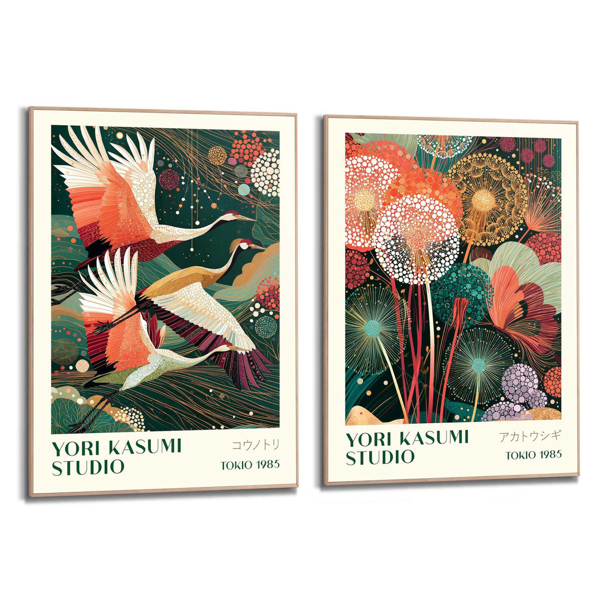 Framed Poster Yori Kasumi Flora Fauna Set 70x50