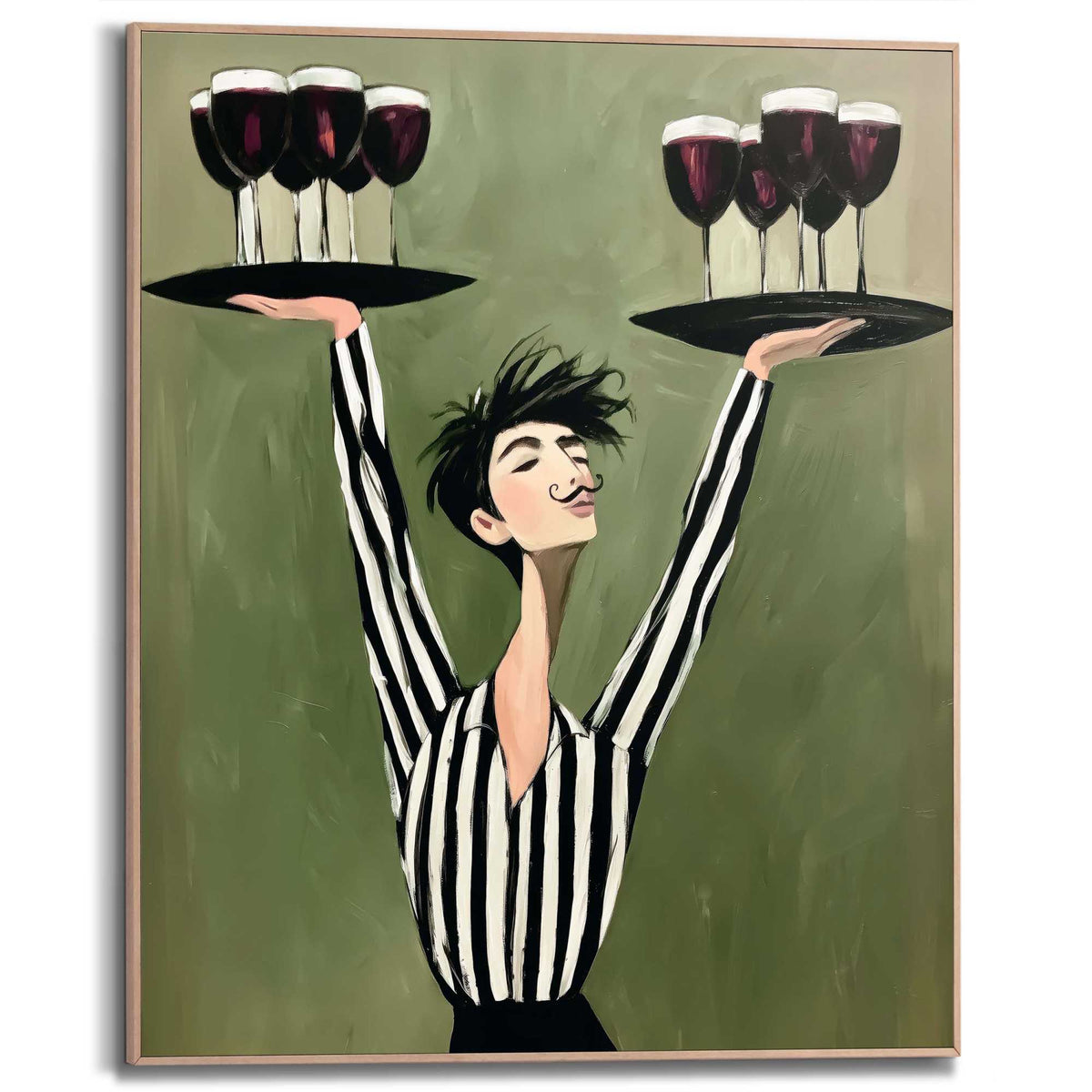 Framed Poster Waiter with wine 50x40