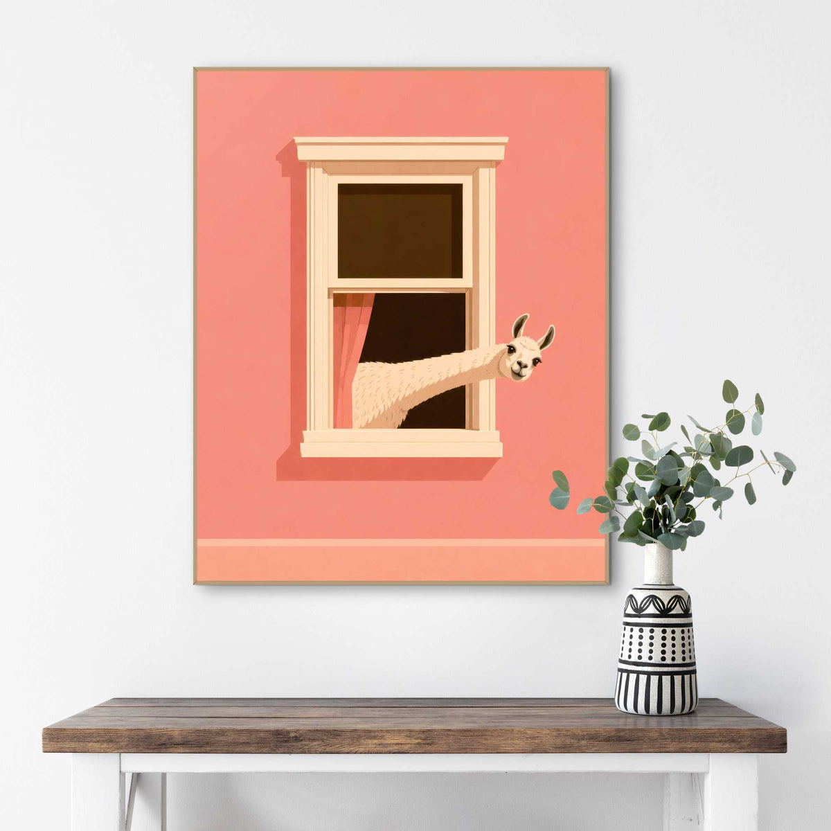 Framed Poster Curious Lama 50x40