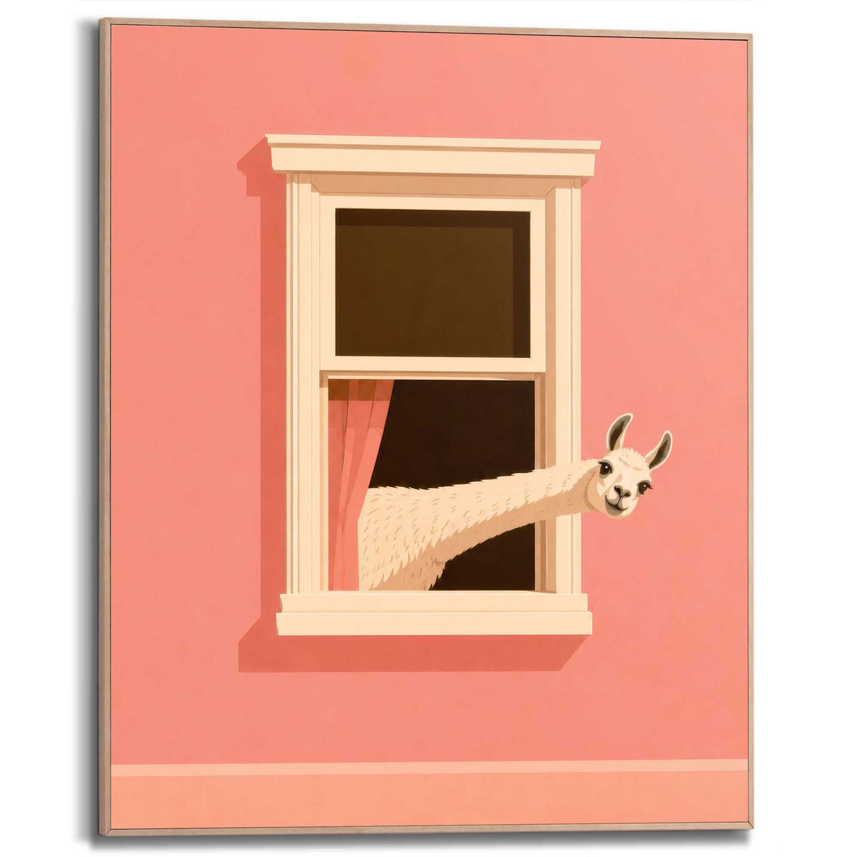 Framed Poster Curious Lama 50x40