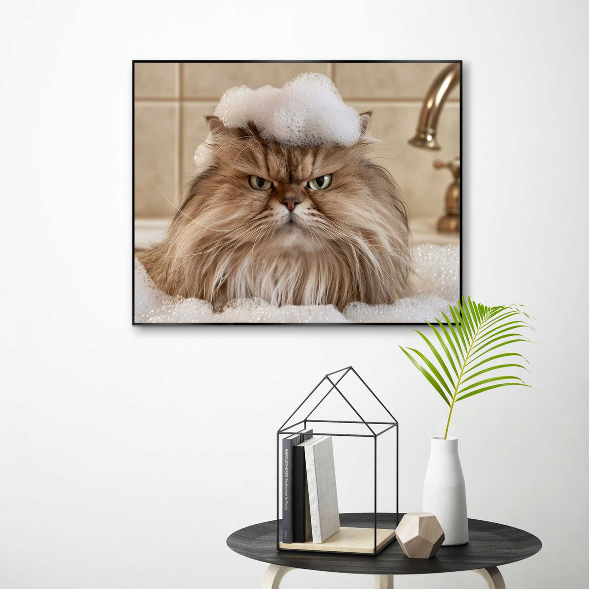 Framed Poster Cat in Bath 40x50