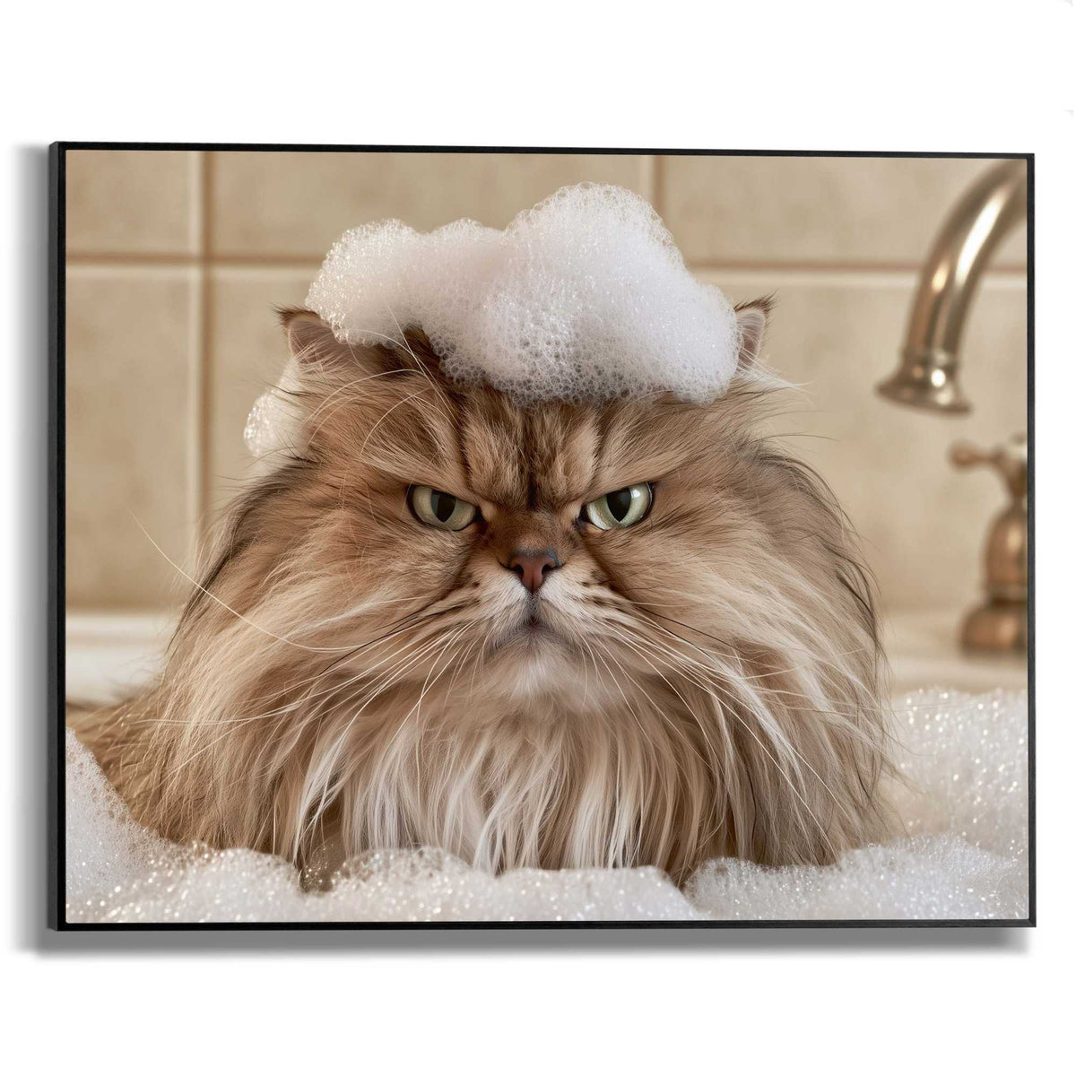 Framed Poster Cat in Bath 40x50