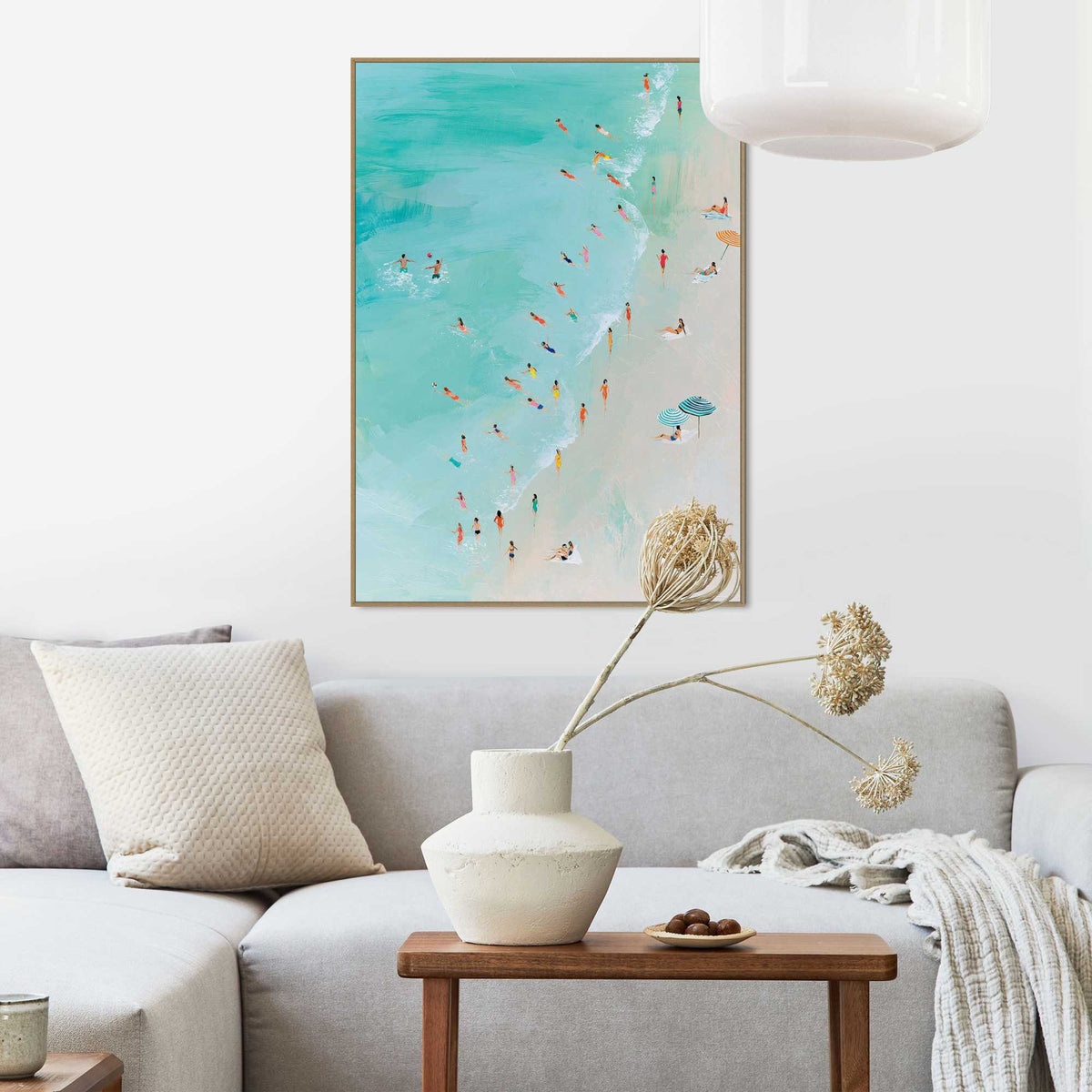 Framed Poster Busy beach day 70x50