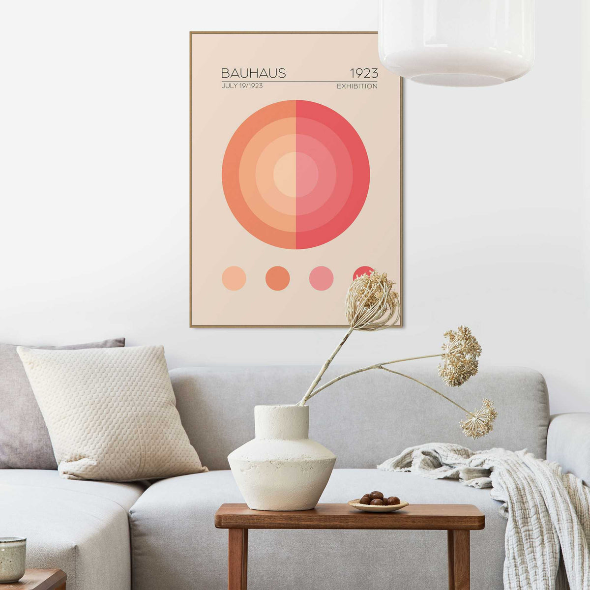 Framed Poster Bauhaus - Circles pink/orange 70x50