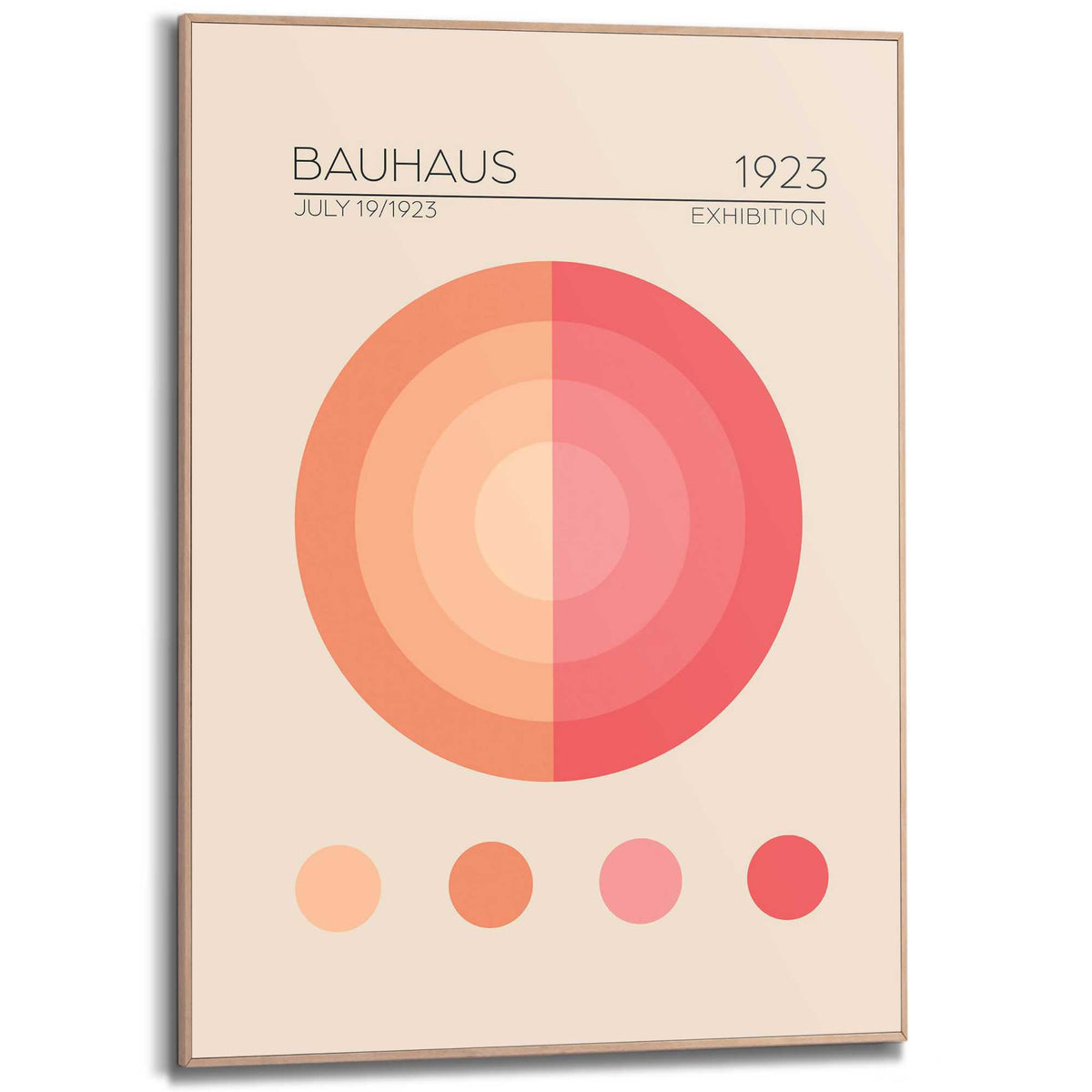 Framed Poster Bauhaus - Circles pink/orange 70x50