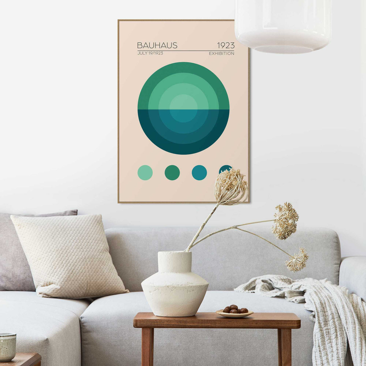 Framed Poster Bauhaus - Circles green/blue 70x50