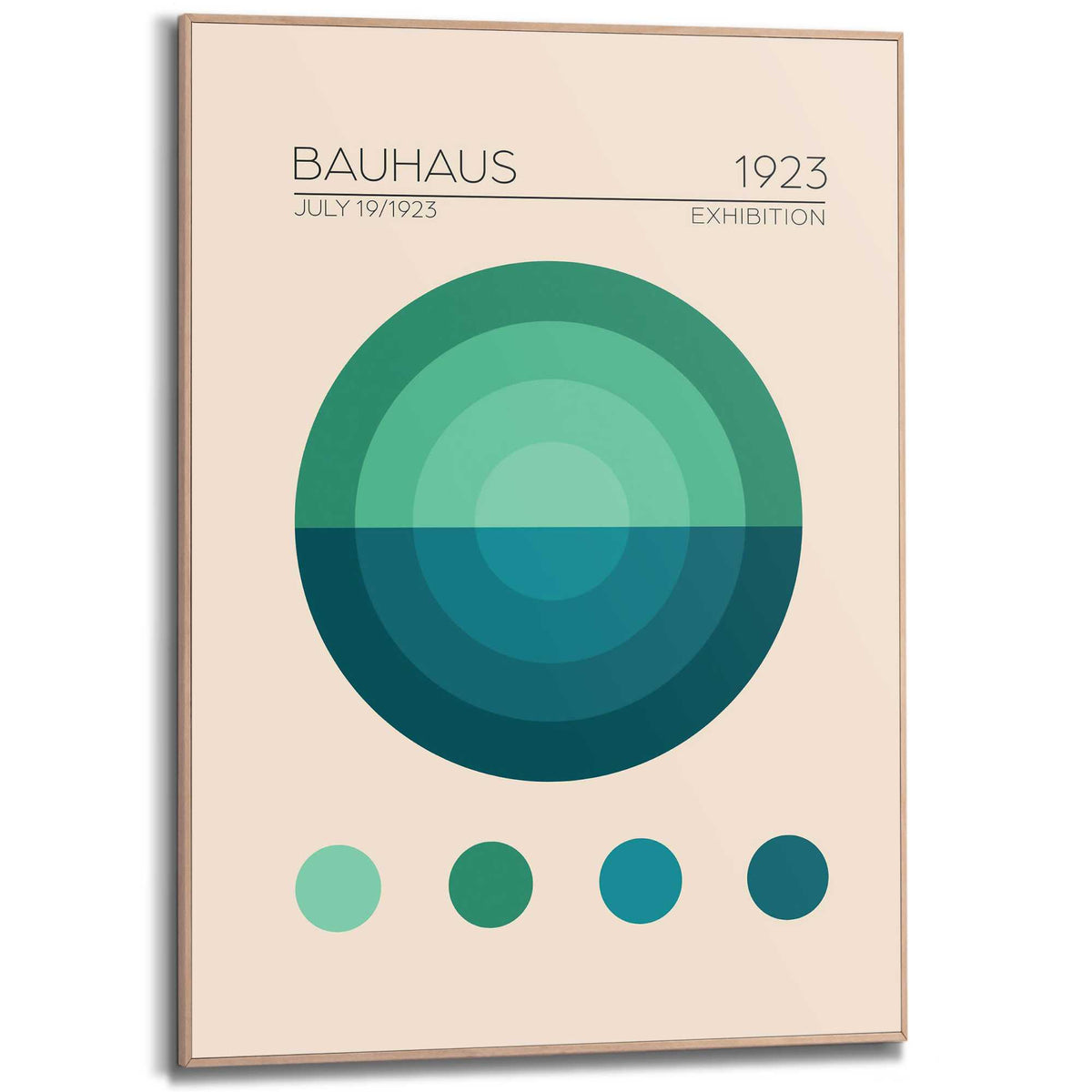 Framed Poster Bauhaus - Circles green/blue 70x50