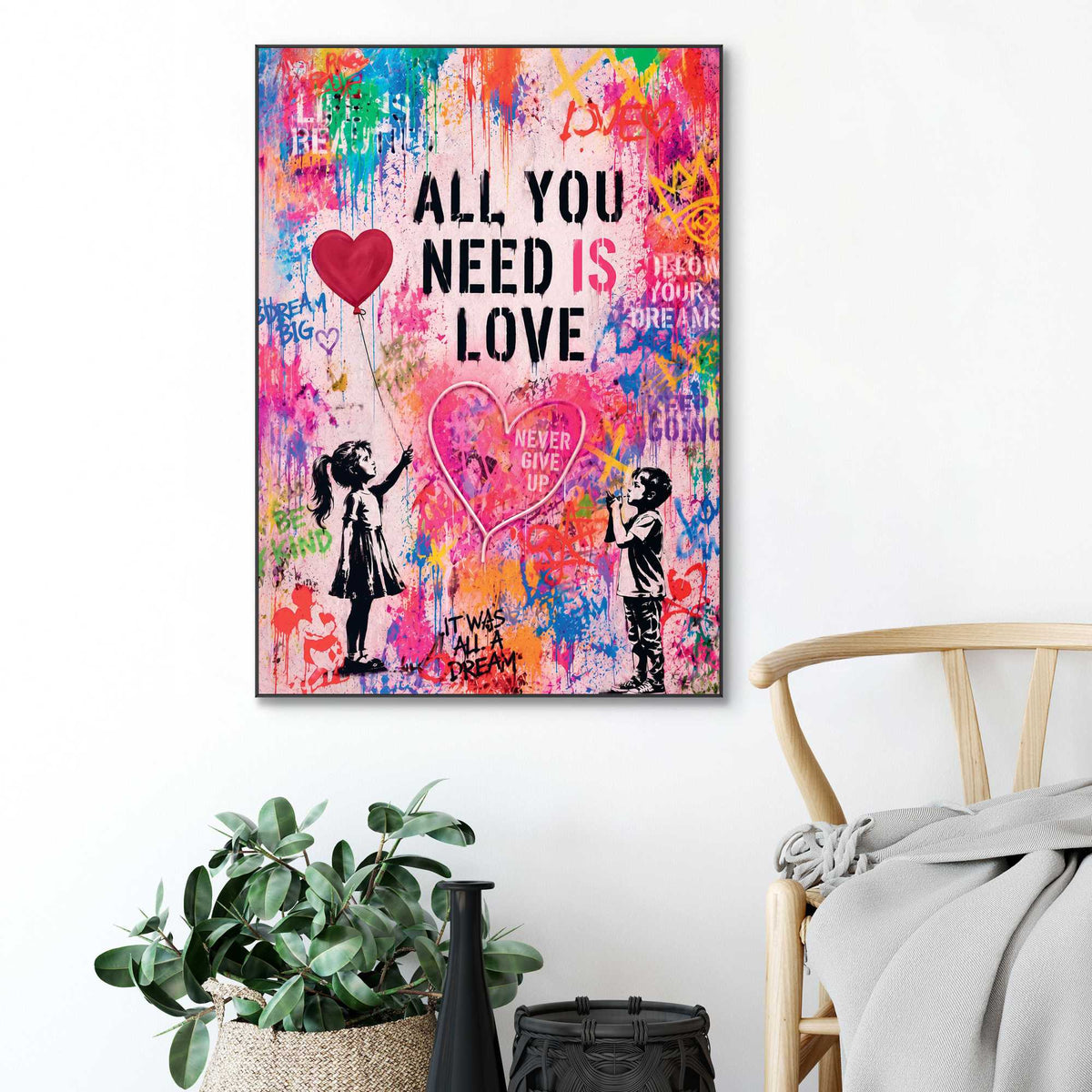 Framed Poster Love Wall 70x50