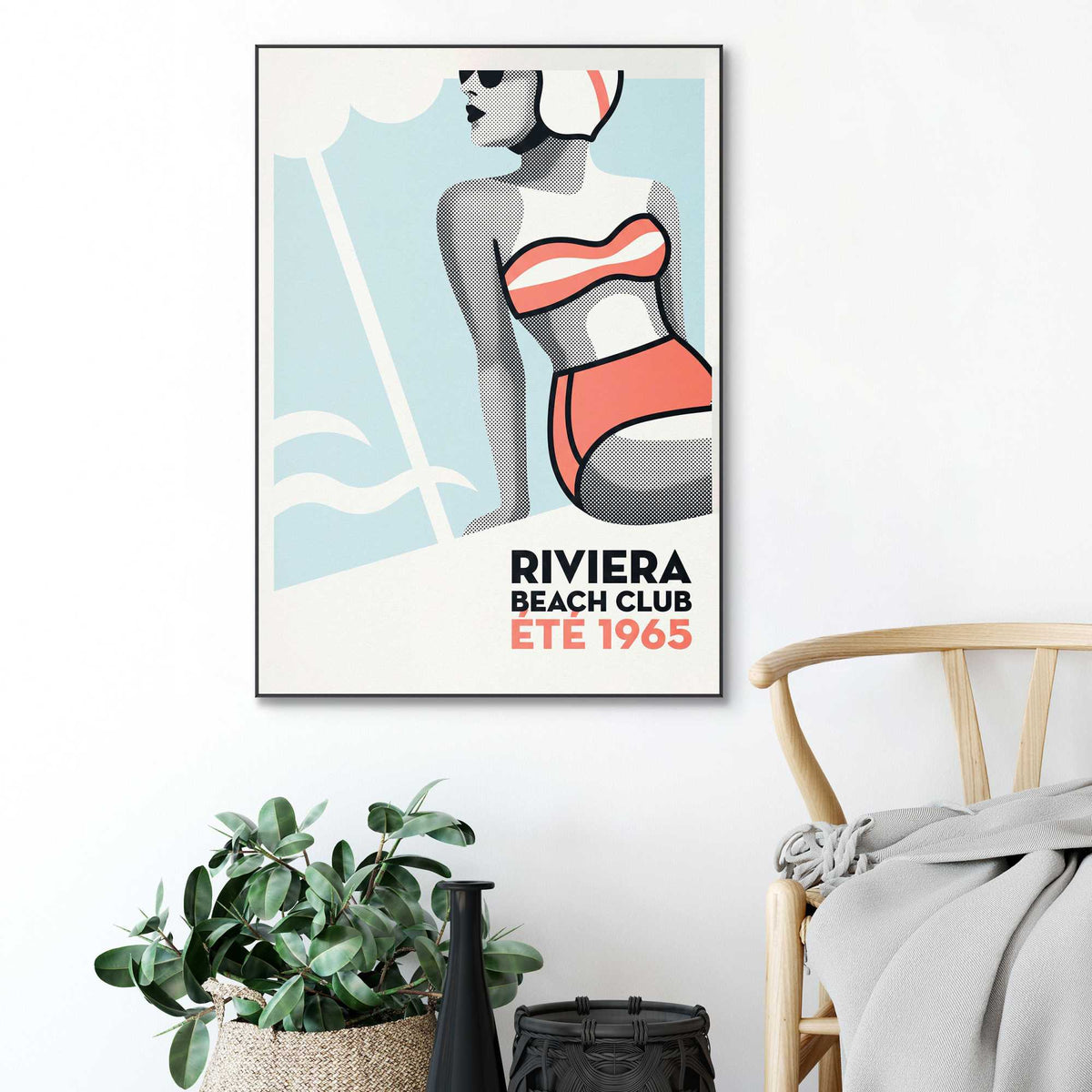Framed Poster Riviera Beach Girl 70x50