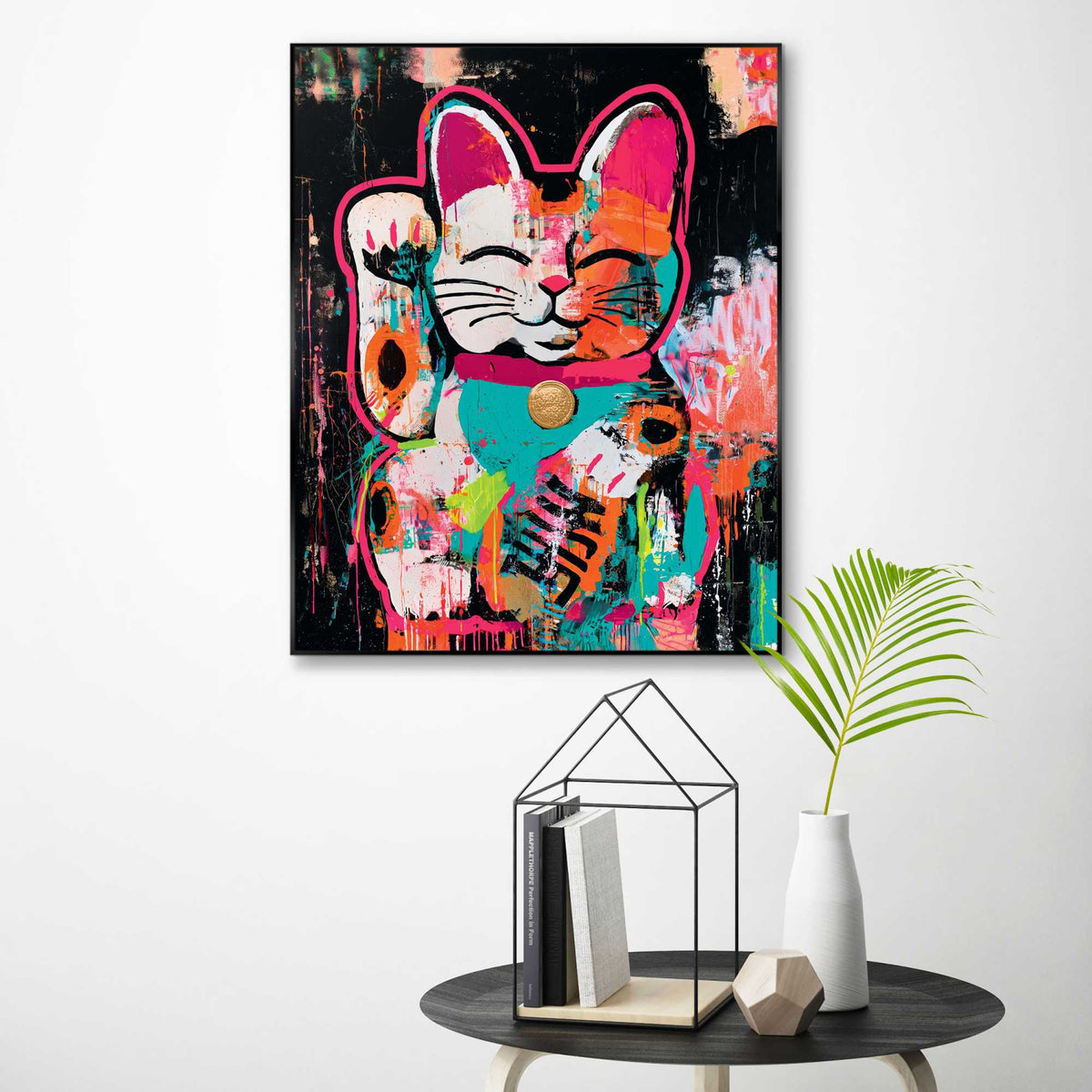 Framed Poster Lucky Cat 50x40