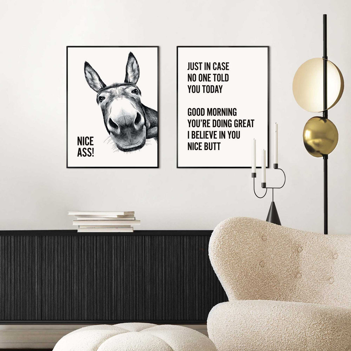 Framed Poster Morning Donkey 40x30