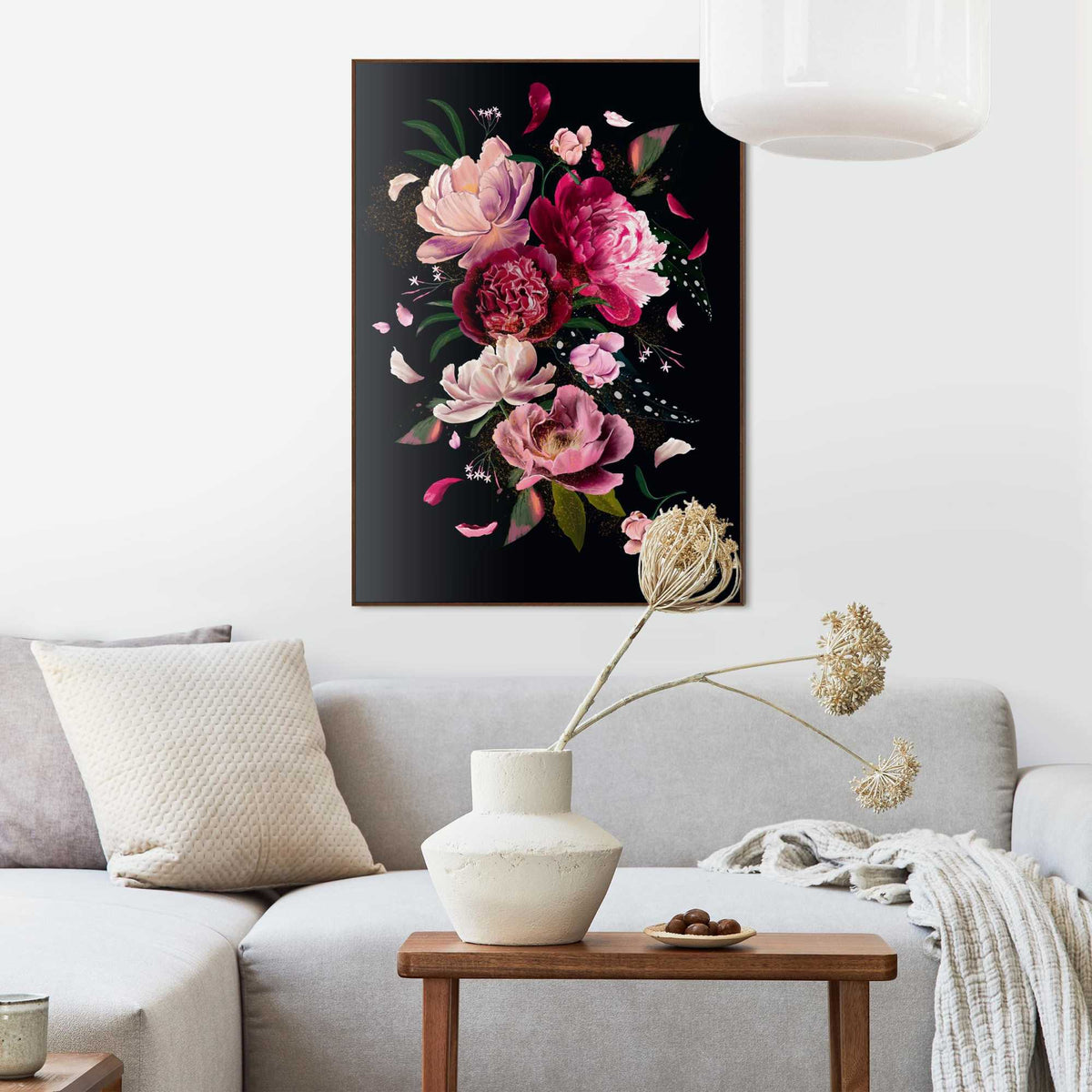 Framed Poster Pink Peonies 70x50