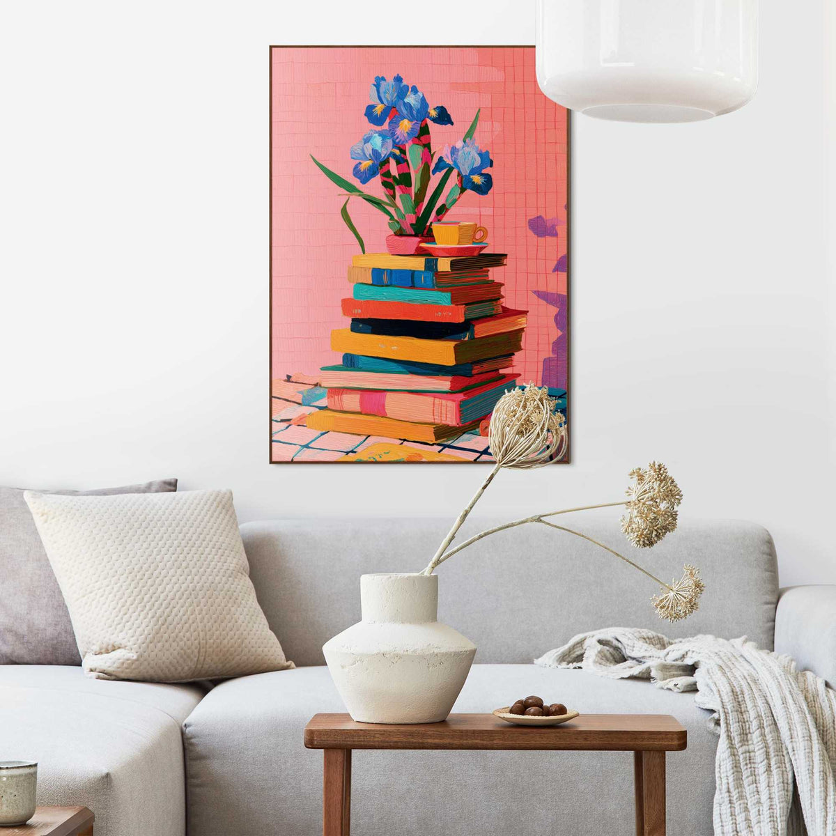 Framed Poster Book Stack 70x50