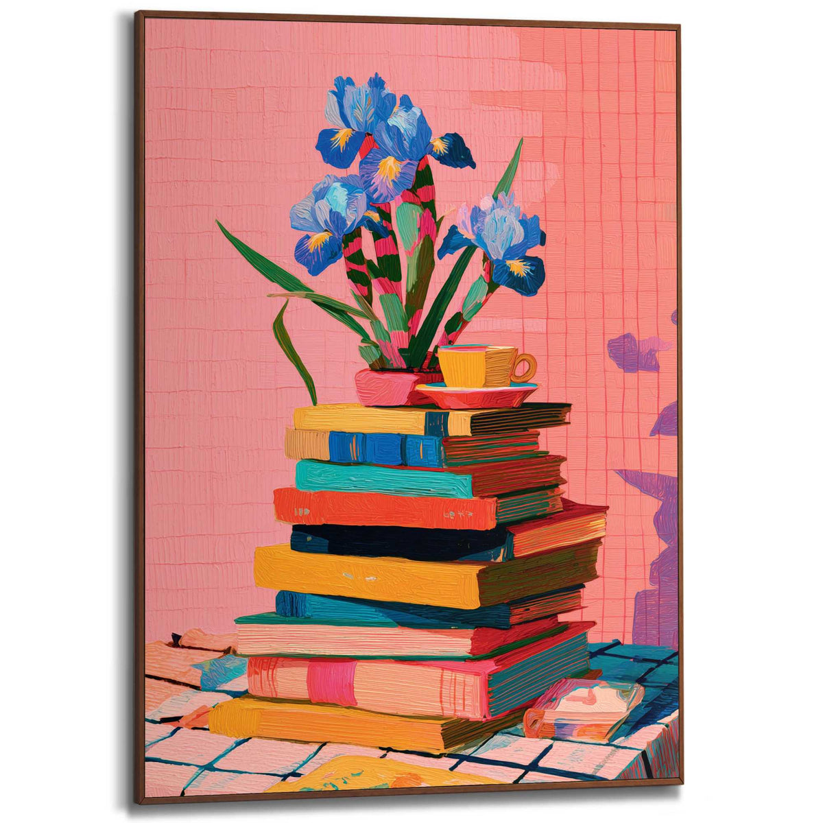 Framed Poster Book Stack 70x50