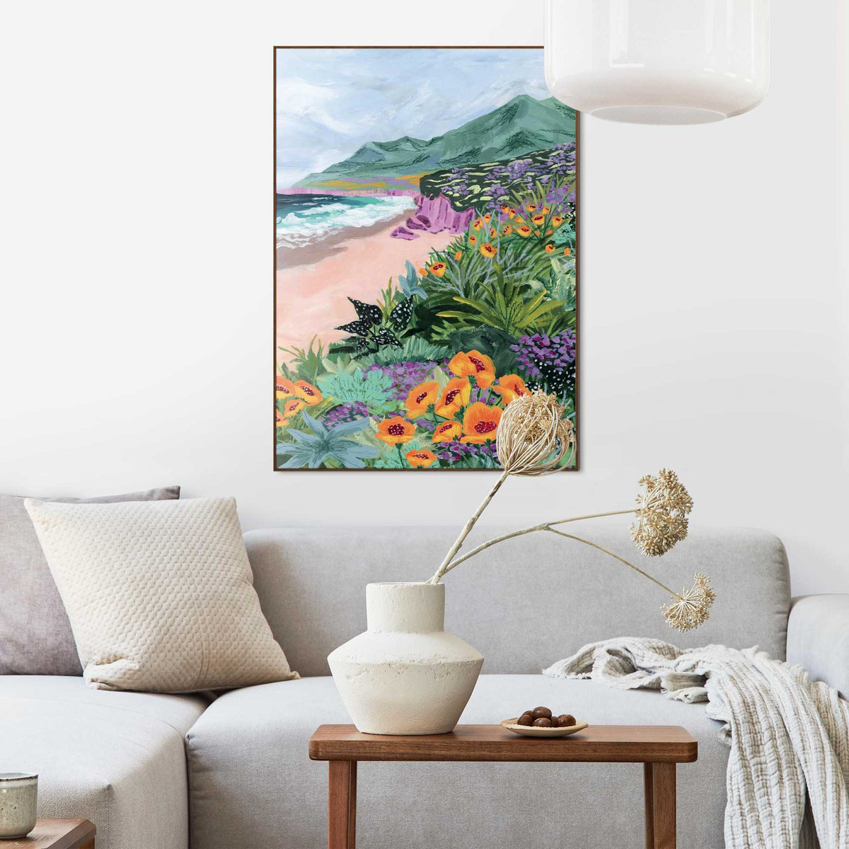 Framed Poster Seaside Flowers 70x50