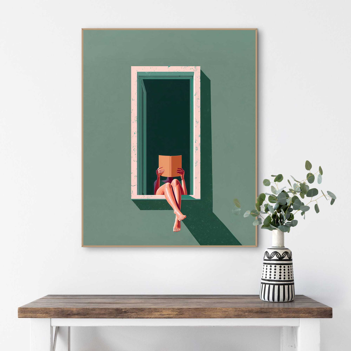 Framed Poster Quiet Reading 50x40