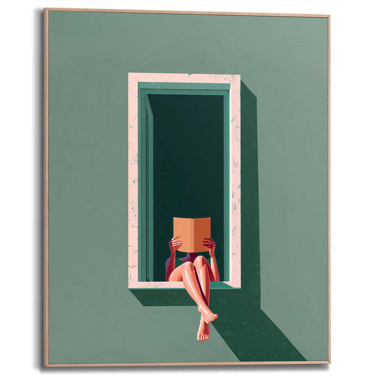 Framed Poster Quiet Reading 50x40