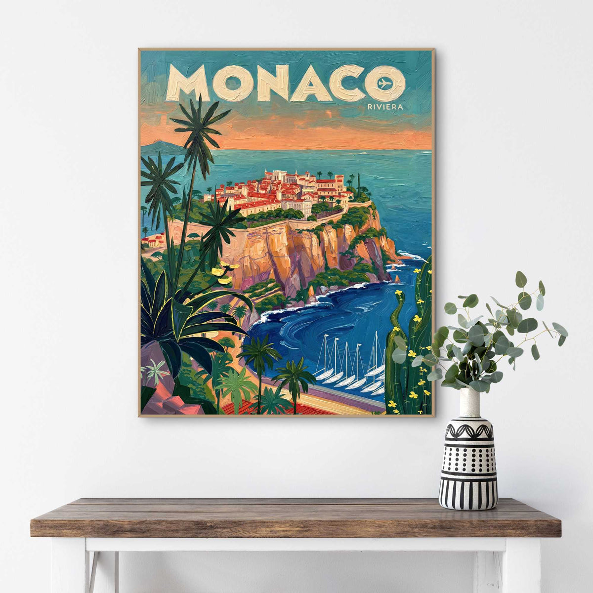 Framed Poster Monaco Riviera 50x40