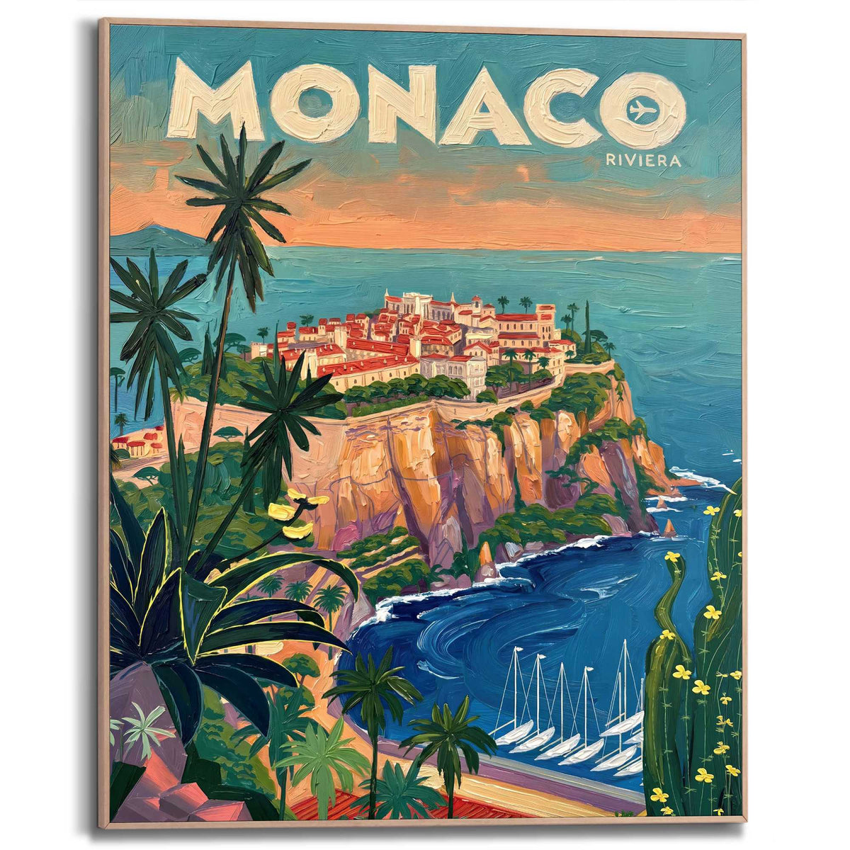 Framed Poster Monaco Riviera 50x40