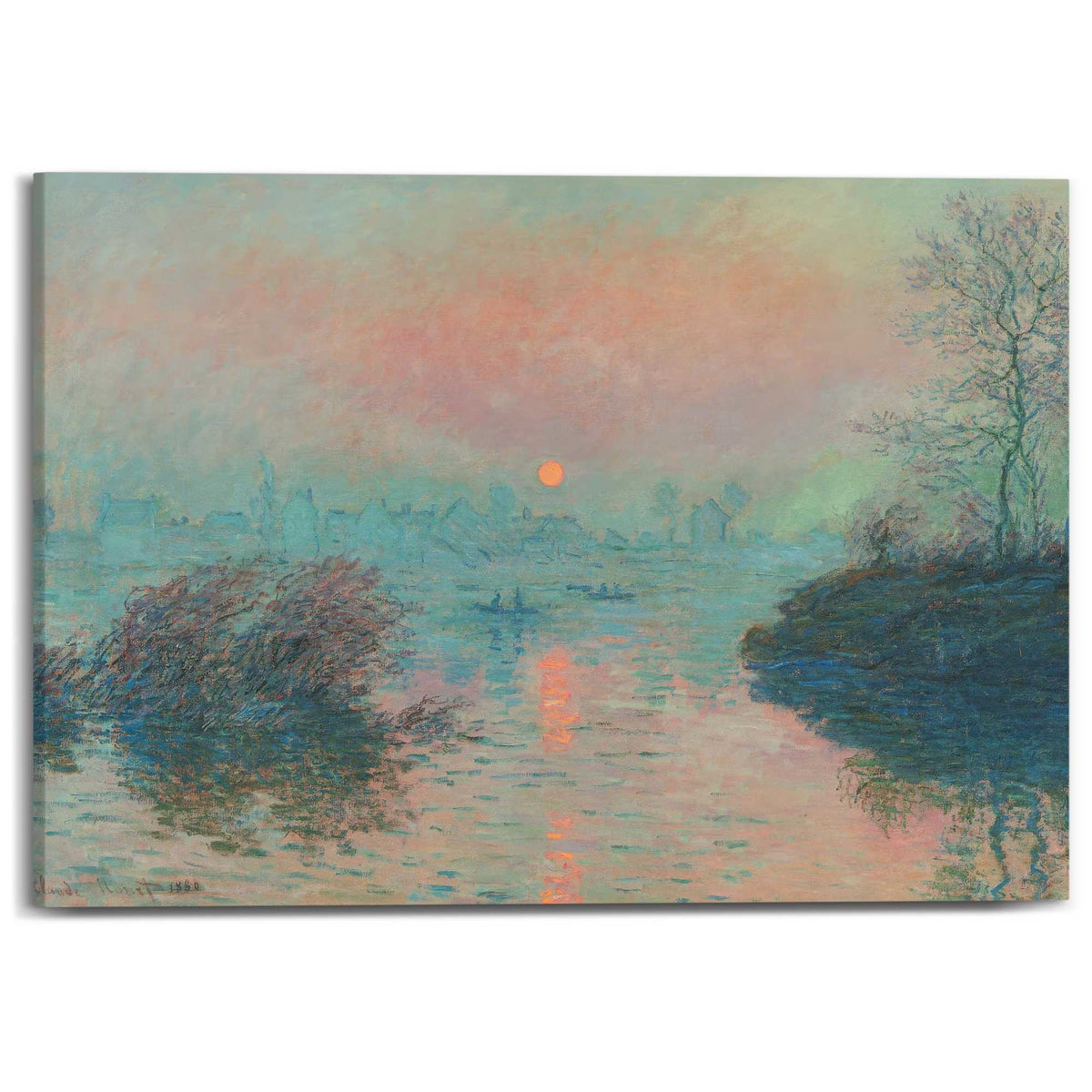 Canvas Claude Monet - Sunset on the Seine at Lavacour 50x70