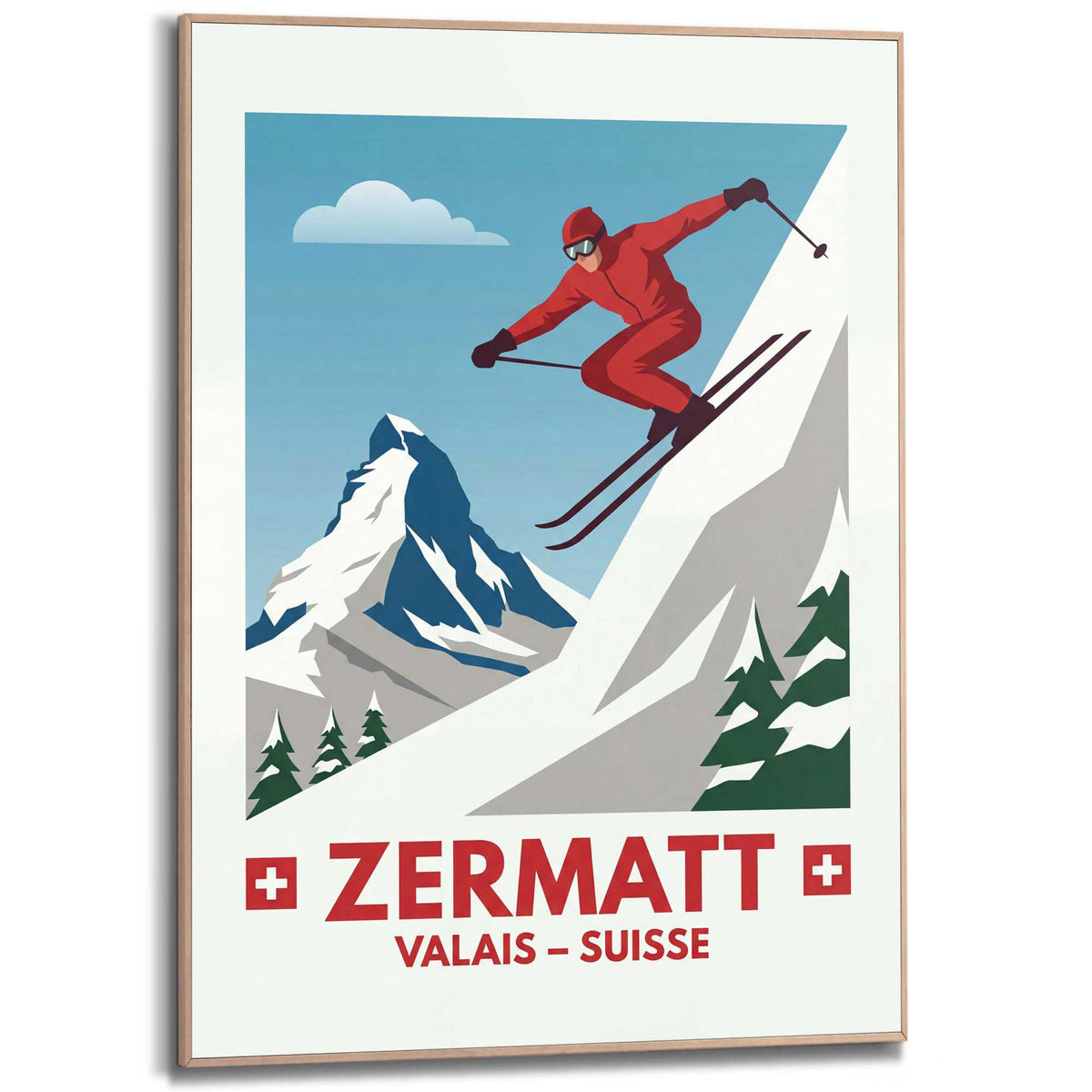 Framed Poster Zermatt Ski Poster 70x50