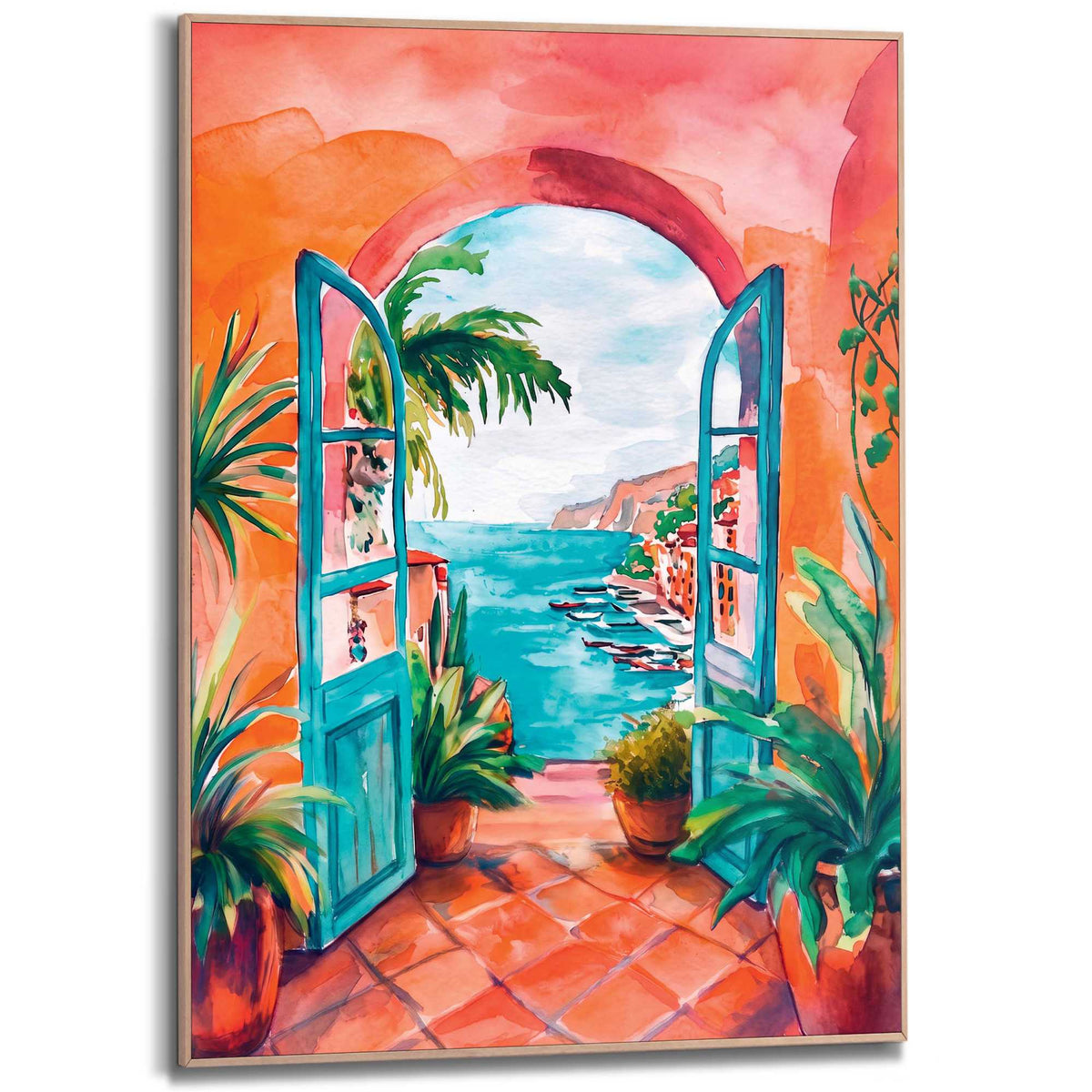 Framed Poster Mediterranean View 70x50