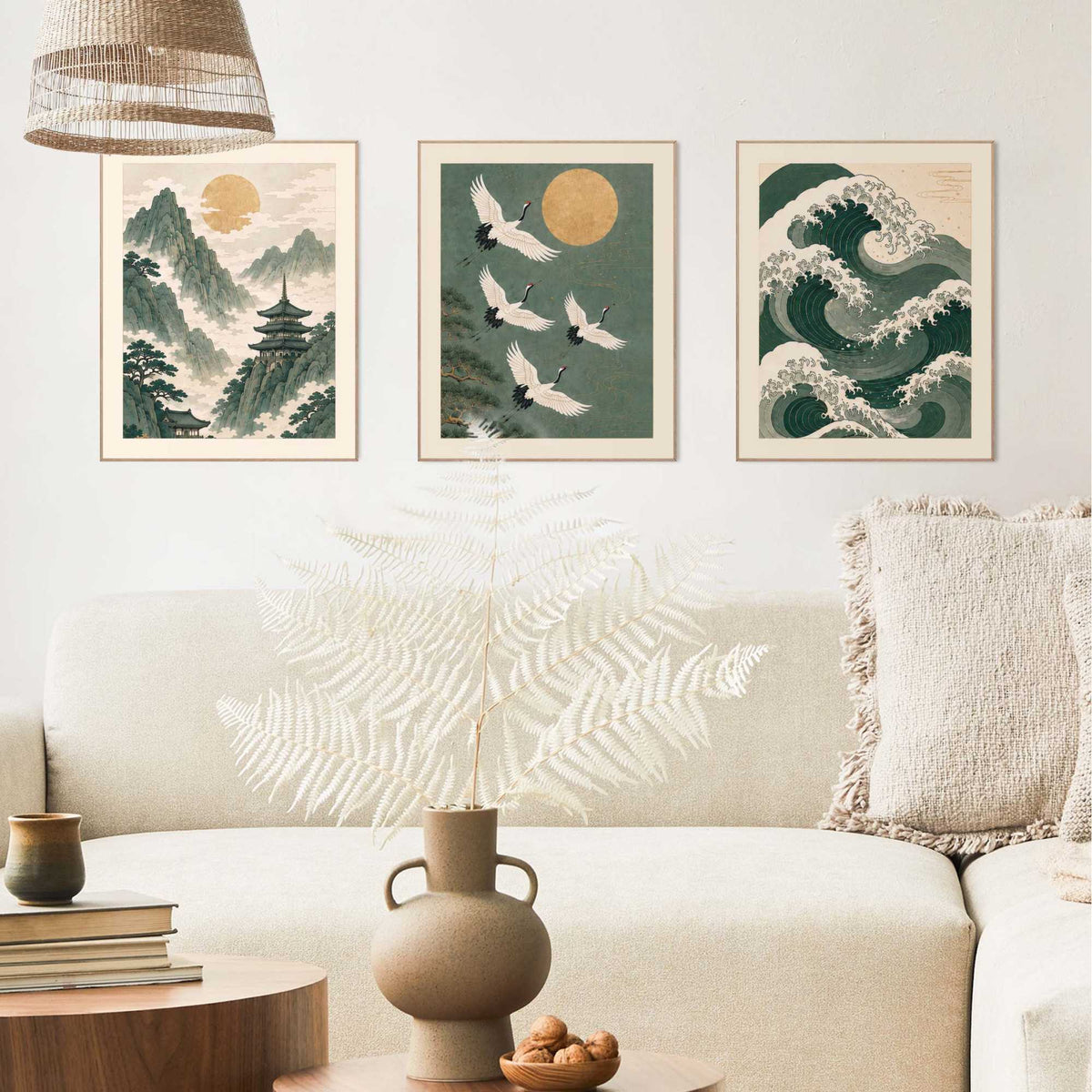 Framed Poster Emerald Japanese Art 50x40