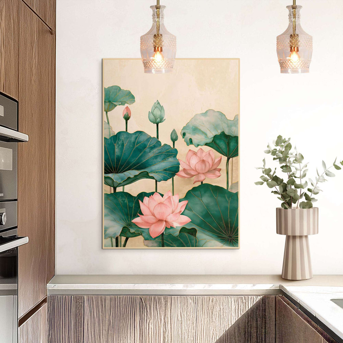 Framed Poster Pink lotus in Bloom 70x50