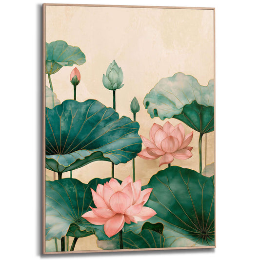 Framed Poster Pink lotus in Bloom 70x50