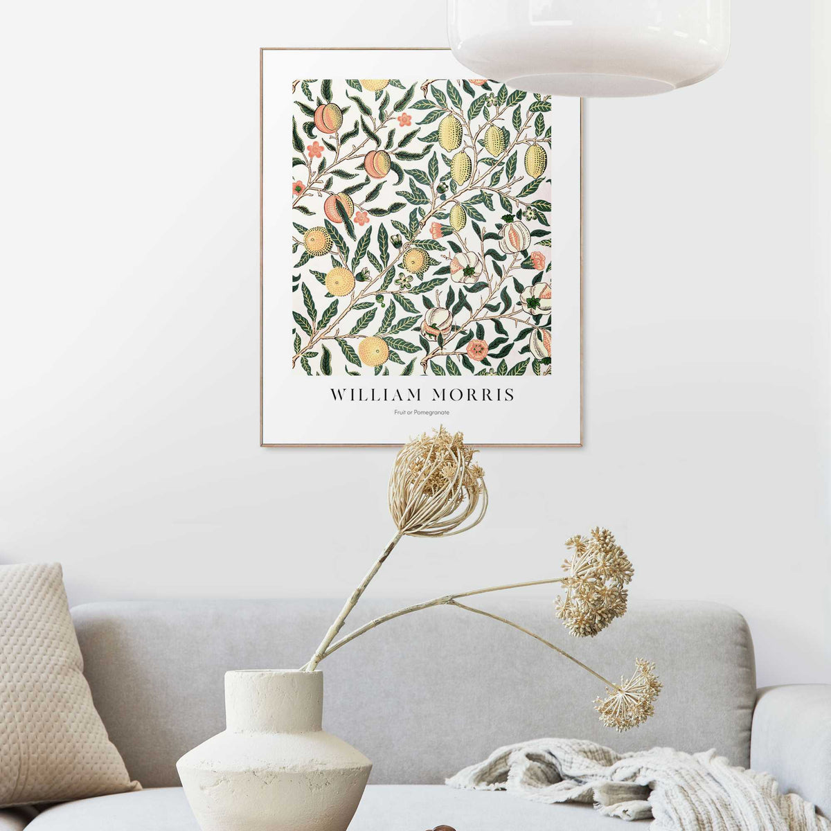 Framed in Wood William Morris - fruit or pomegranate 50x40