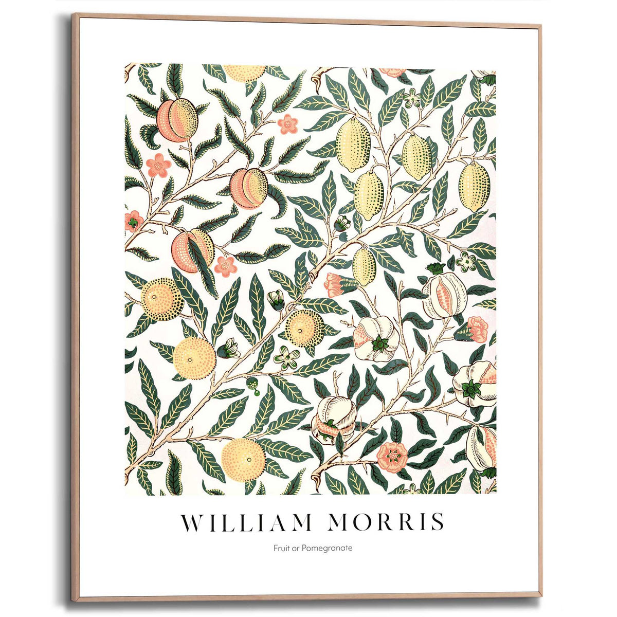 Framed in Wood William Morris - fruit or pomegranate 50x40