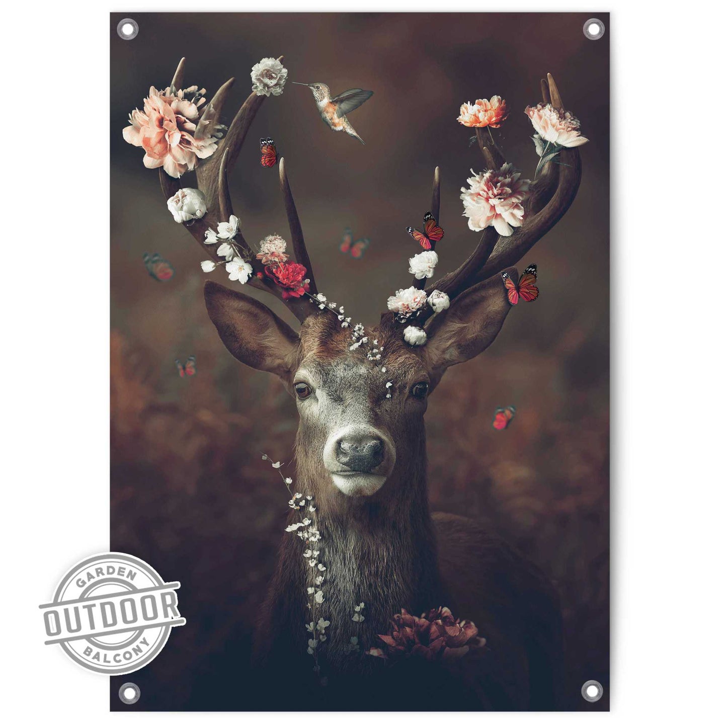 Outdoor Art Floral Deer 70x50