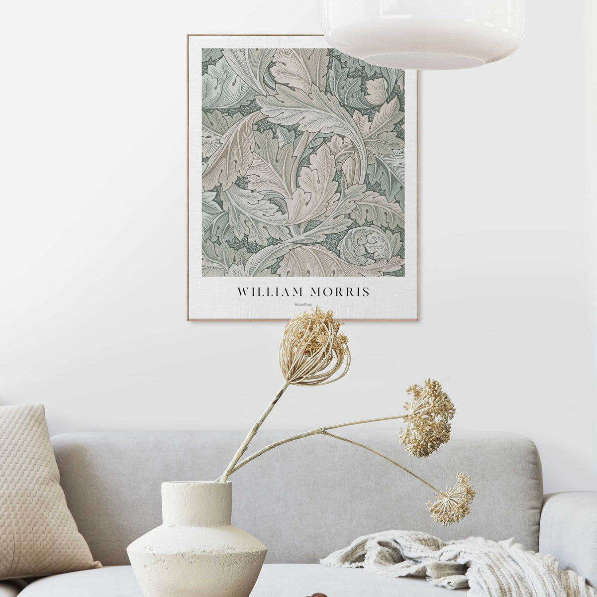 Framed in Wood William Morris - soft green papiers 50x40