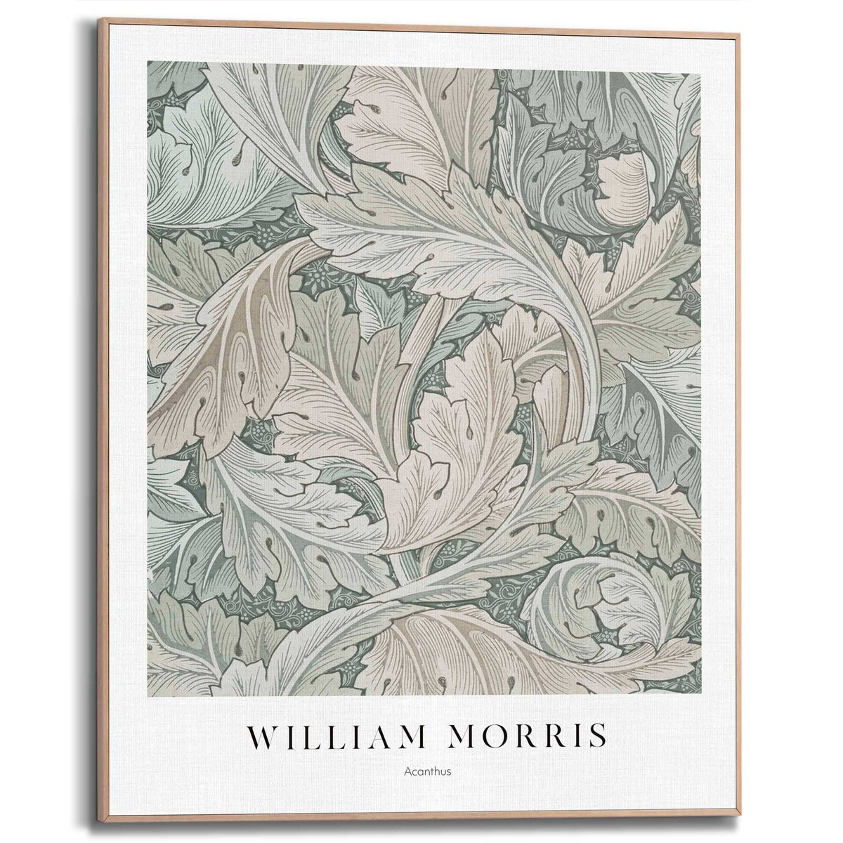 Framed in Wood William Morris - soft green papiers 50x40