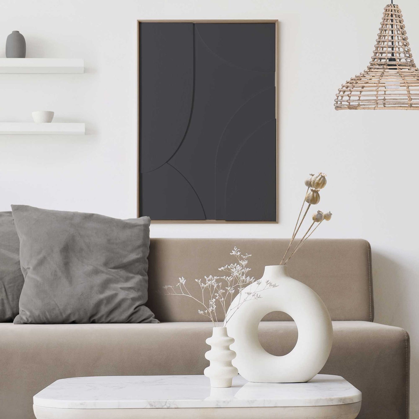Handmade 3D Art Layers - charcoal 70x50