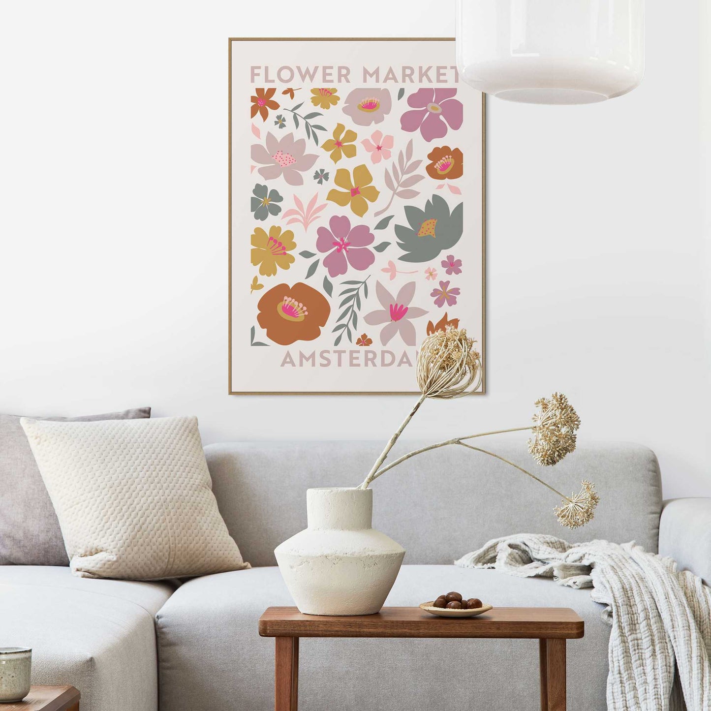 Framed in Wood Flower Market - Amsterdam 70x50