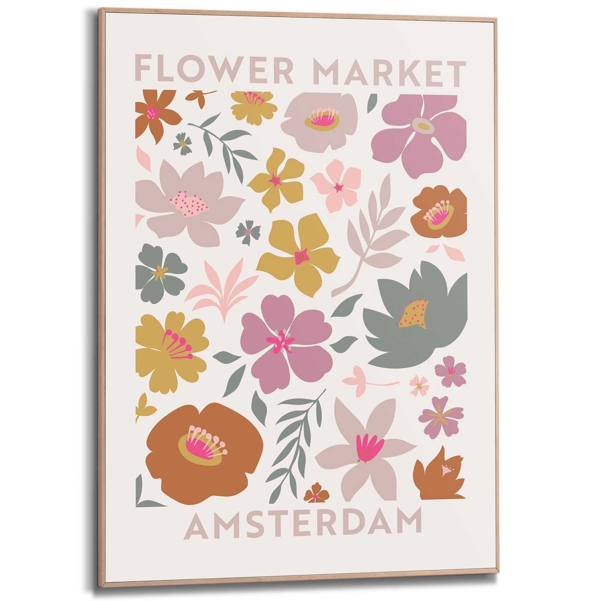 Framed in Wood Flower Market - Amsterdam 70x50