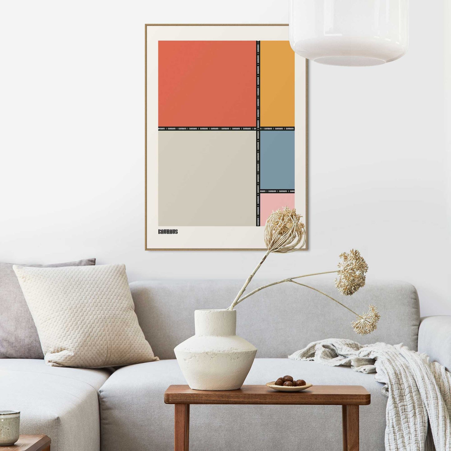 Framed in Wood Bauhaus Patterns 70x50