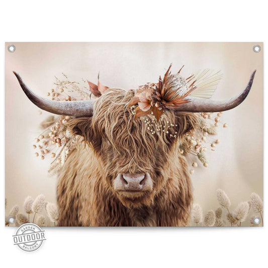 Outdoor Art Cow and Flowers 50x70