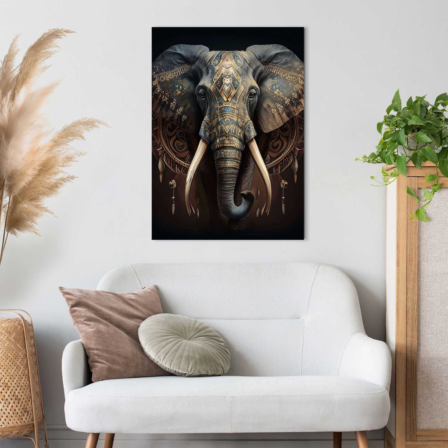 Canvas Decorated Elephant 70x50