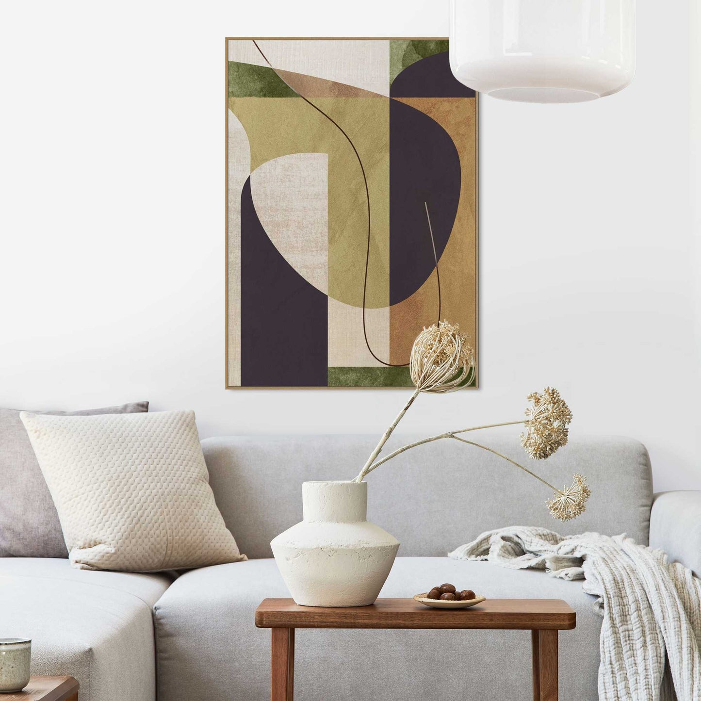 Framed in Wood Clay Abstract 70x50