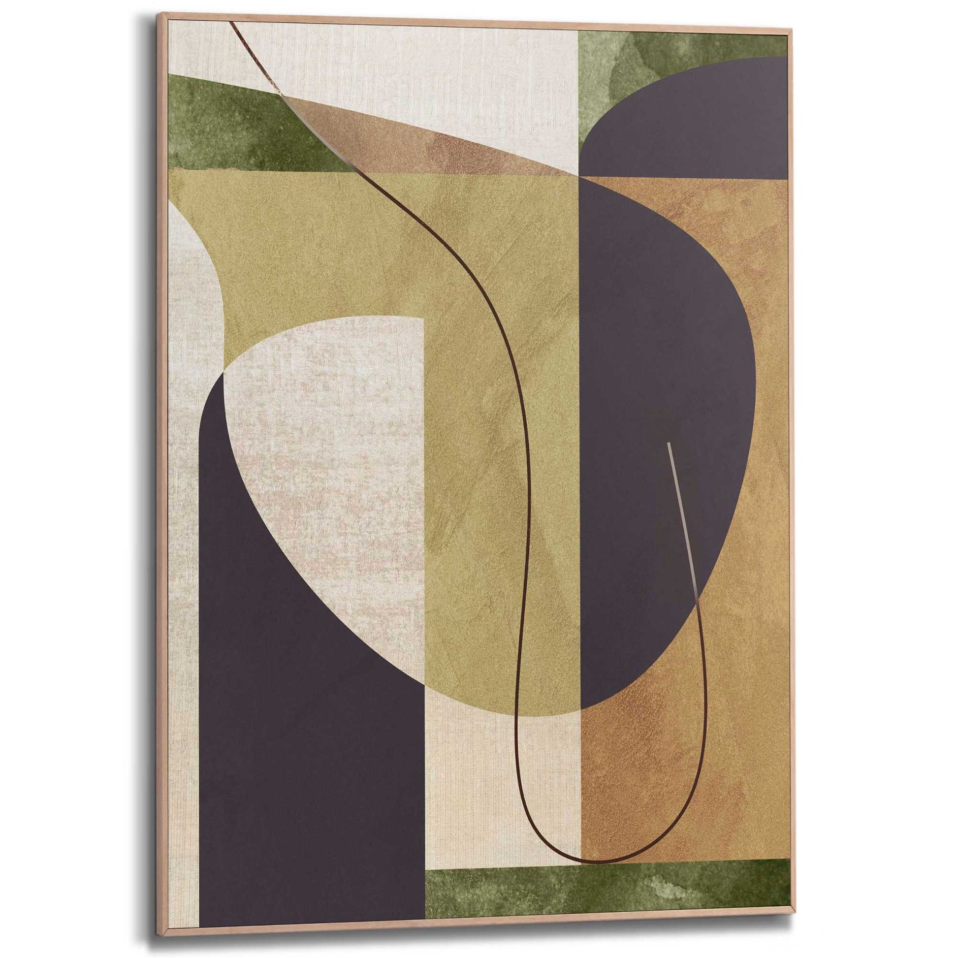 Framed in Wood Clay Abstract 70x50