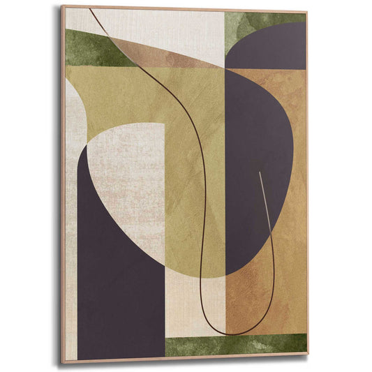 Framed in Wood Clay Abstract 70x50