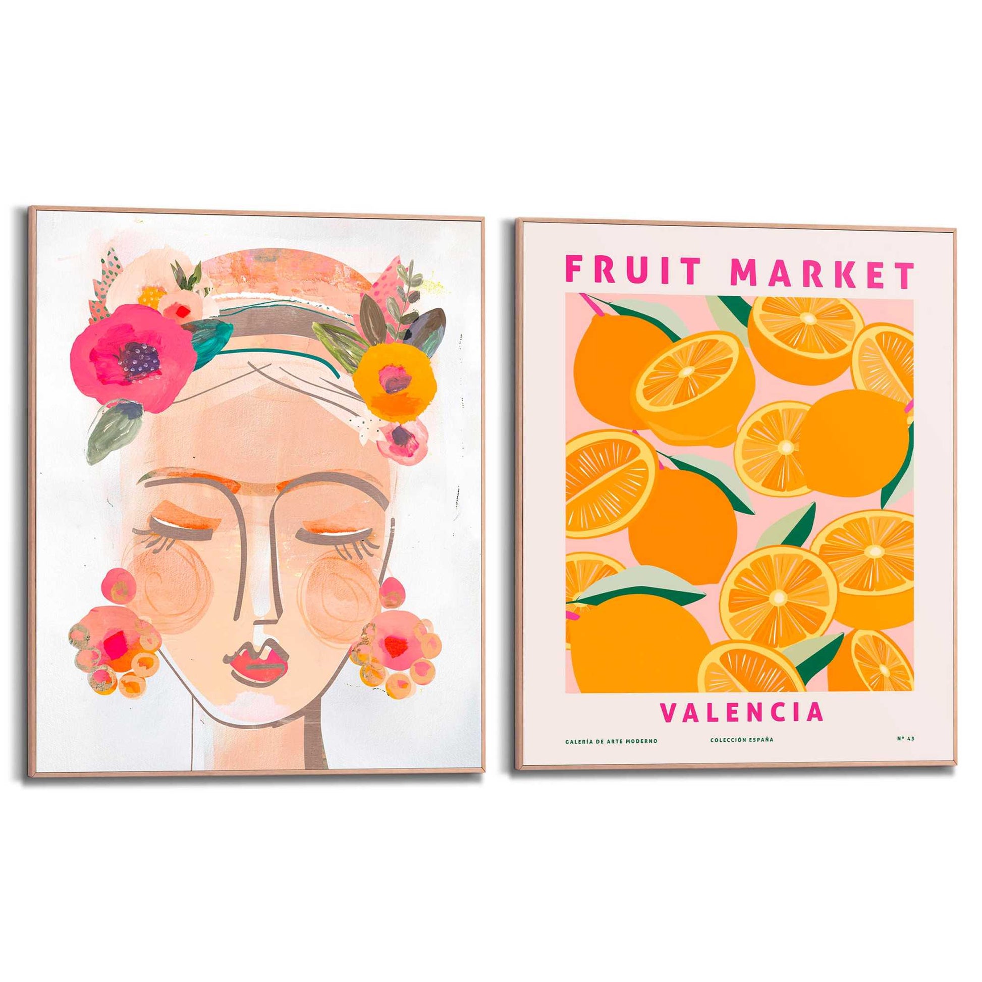 Framed in Wood Happy Oranges 40x50