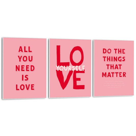 Framed in White Pink Love Set 40x30