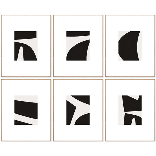 Framed in Wood Abstract in Black and White 50x40